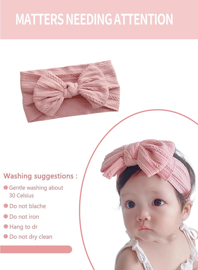BEIRUI 5PCS Baby Headbands for Girls, Floral Stretchy Knitted Headwrap with Bows, Soft Nylon Infant Headband Set for Newborn, Photo Prop, Baby Shower Gift - Image 3
